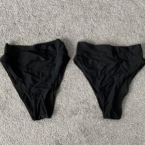 2 Black High-Waisted Bikini Bottoms